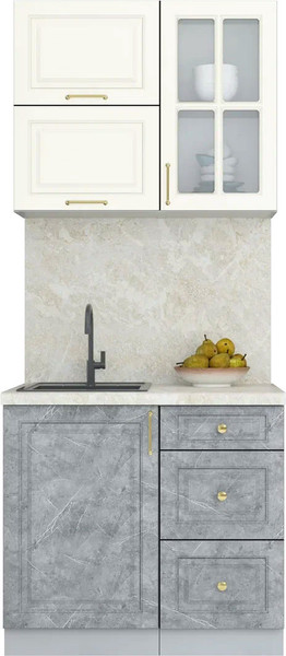 Изображение товара Кухонный гарнитур Интерлиния Мила Шато 0.9Б (белый/керамика/опал светлый)