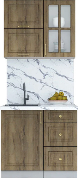 Изображение товара Кухонный гарнитур Интерлиния Мила Шато 0.9Б (дуб вотан/дуб вотан/белый гранит)