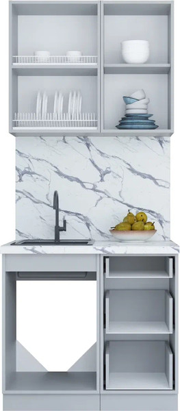 Изображение товара Кухонный гарнитур Интерлиния Мила Шато 0.9Б (дуб вотан/черный/белый гранит)