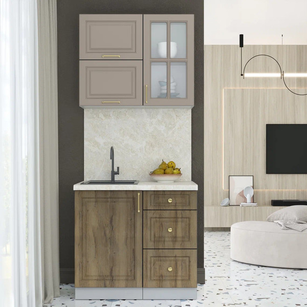 Изображение товара Кухонный гарнитур Интерлиния Мила Шато 0.9Б (луна/дуб вотан/опал светлый)