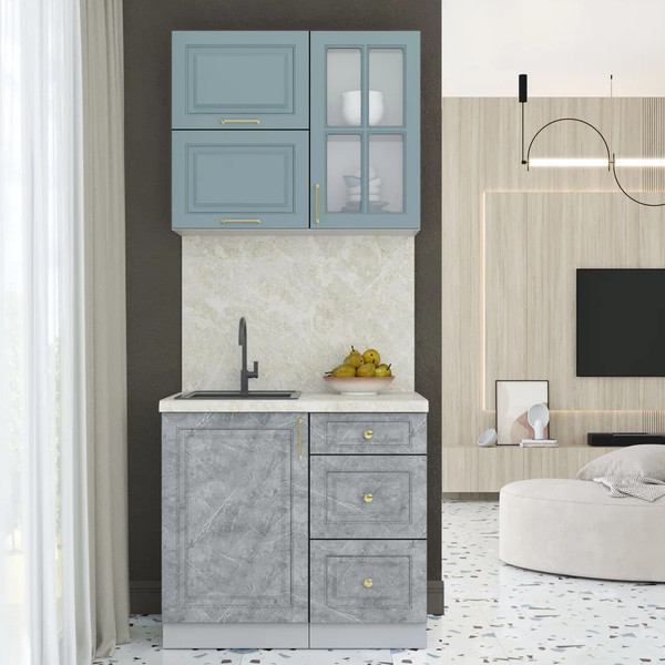 Изображение товара Кухонный гарнитур Интерлиния Мила Шато 0.9Б (океан/керамика/опал светлый)