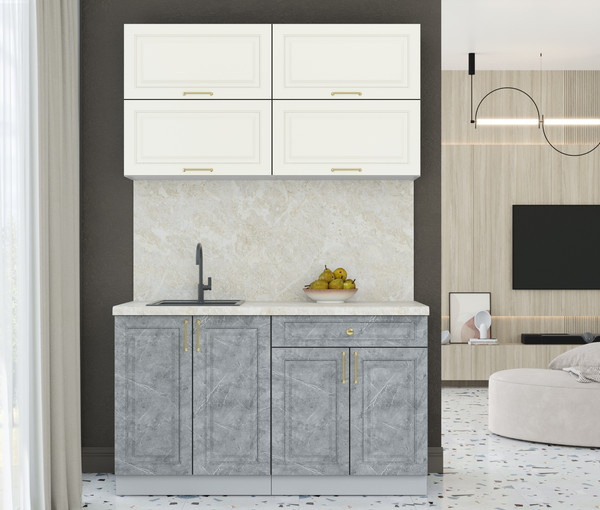 Изображение товара Кухонный гарнитур Интерлиния Мила Шато 1.4Б (белый/керамика/опал светлый)