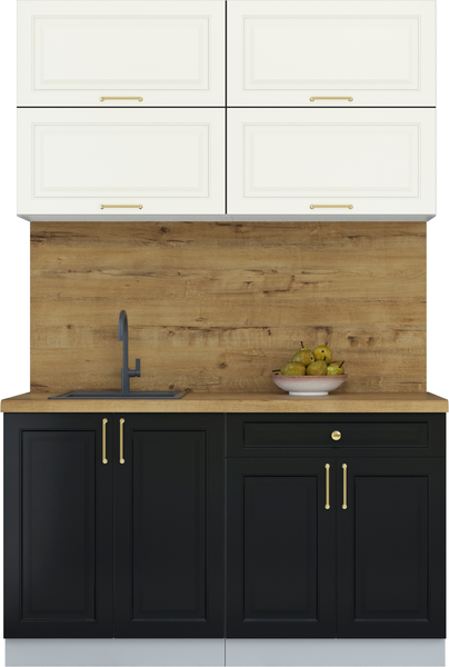 Изображение товара Кухонный гарнитур Интерлиния Мила Шато 1.4Б (белый/черный/дуб бунратти)