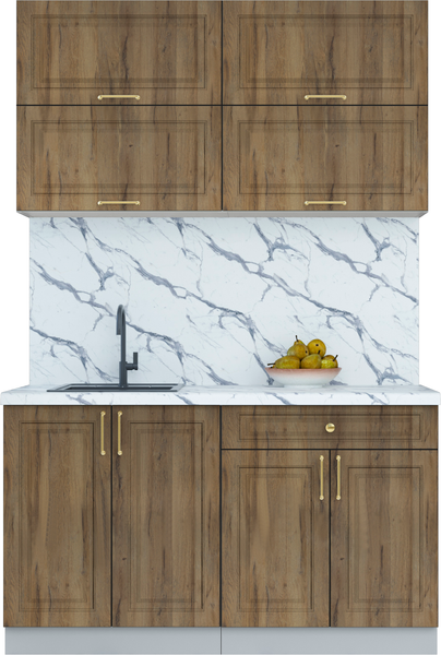 Изображение товара Кухонный гарнитур Интерлиния Мила Шато 1.4Б (дуб вотан/дуб вотан/белый гранит)