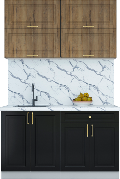 Изображение товара Кухонный гарнитур Интерлиния Мила Шато 1.4Б (дуб вотан/черный/белый гранит)