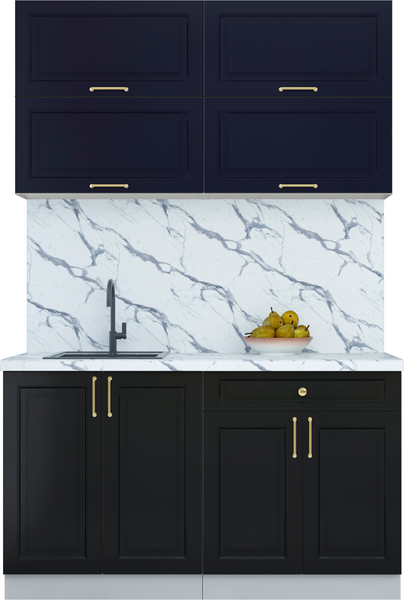 Изображение товара Кухонный гарнитур Интерлиния Мила Шато 1.4Б (индиго/черный/белый гранит)
