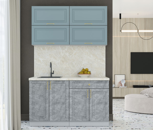 Изображение товара Кухонный гарнитур Интерлиния Мила Шато 1.4Б (океан/керамика/опал светлый)