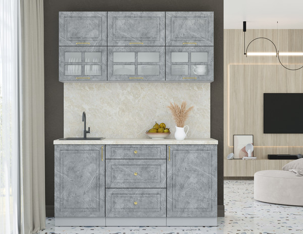 Изображение товара Кухонный гарнитур Интерлиния Мила Шато 1.6Б (керамика/керамика/опал светлый)