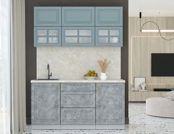 Изображение товара Кухонный гарнитур Интерлиния Мила Шато 1.6Б (океан/керамика/опал светлый)