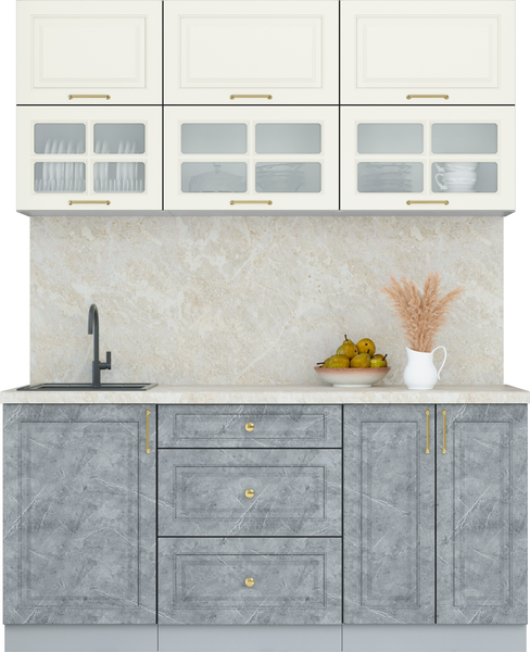 Изображение товара Кухонный гарнитур Интерлиния Мила Шато 1.7Б (белый/керамика/опал светлый)