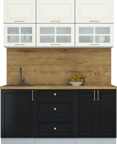 Изображение товара Кухонный гарнитур Интерлиния Мила Шато 1.7Б (белый/черный/дуб бунратти)