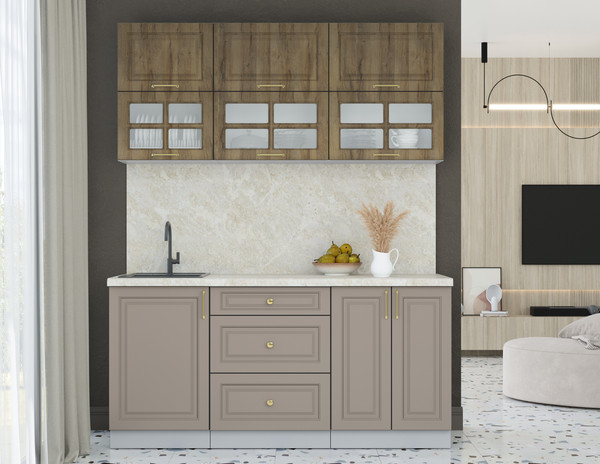 Изображение товара Кухонный гарнитур Интерлиния Мила Шато 1.7Б (дуб вотан/луна/опал светлый)