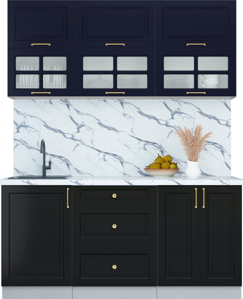 Изображение товара Кухонный гарнитур Интерлиния Мила Шато 1.7Б (индиго/черный/белый гранит)