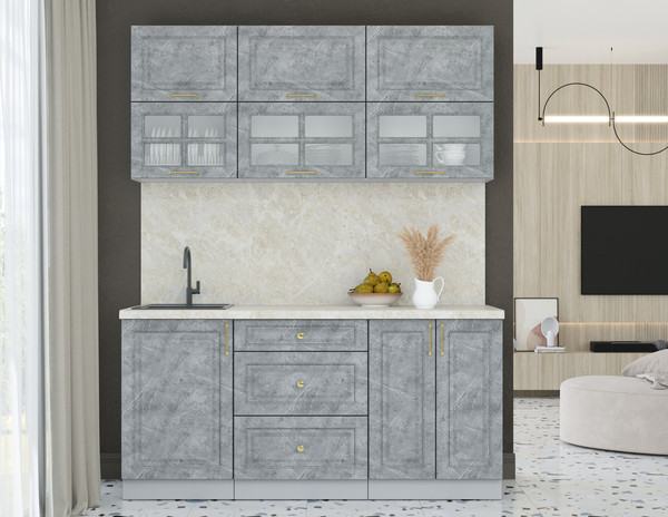 Изображение товара Кухонный гарнитур Интерлиния Мила Шато 1.7Б (керамика/керамика/опал светлый)