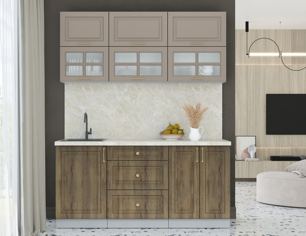 Изображение товара Кухонный гарнитур Интерлиния Мила Шато 1.7Б (луна/дуб вотан/опал светлый)