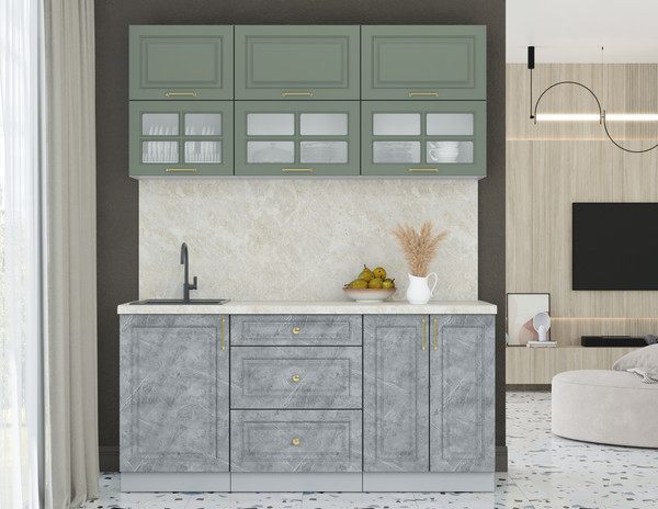 Изображение товара Кухонный гарнитур Интерлиния Мила Шато 1.7Б (мята/керамика/опал светлый)