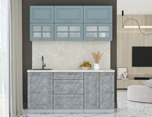 Изображение товара Кухонный гарнитур Интерлиния Мила Шато 1.7Б (океан/керамика/опал светлый)