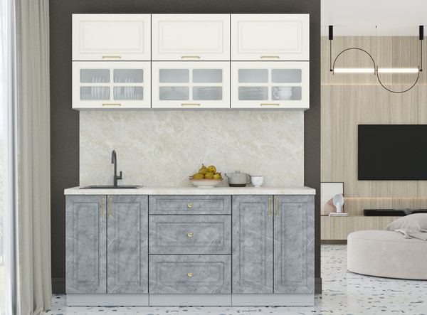 Изображение товара Кухонный гарнитур Интерлиния Мила Шато 1.8Б (белый/керамика/опал светлый)