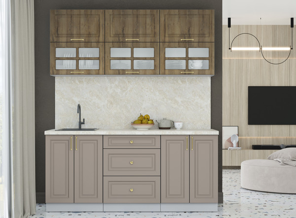 Изображение товара Кухонный гарнитур Интерлиния Мила Шато 1.8Б (дуб вотан/луна/опал светлый)