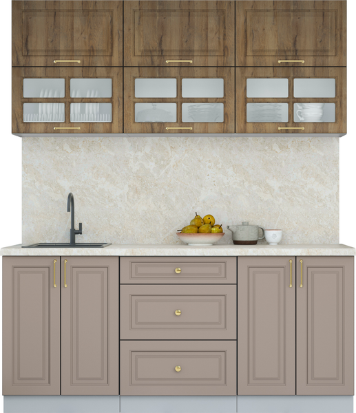 Изображение товара Кухонный гарнитур Интерлиния Мила Шато 1.8Б (дуб вотан/луна/опал светлый)