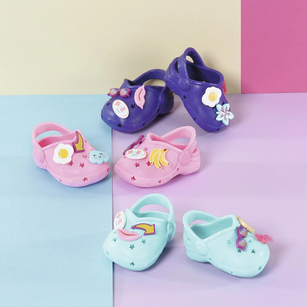 Изображение товара Набор аксессуаров для куклы Baby Born Стильные сандалии. Кроксы / 62959 (лиловый)