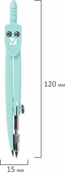 Изображение товара Циркуль Brauberg Geometry / 210697 (пастельный бирюзовый)