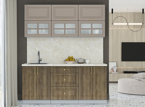 Изображение товара Кухонный гарнитур Интерлиния Мила Шато 1.8Б (луна/дуб вотан/опал светлый)