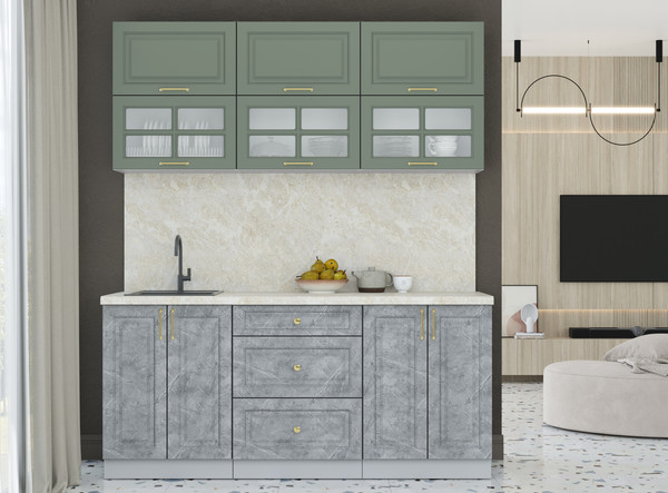 Изображение товара Кухонный гарнитур Интерлиния Мила Шато 1.8Б (мята/керамика/опал светлый)