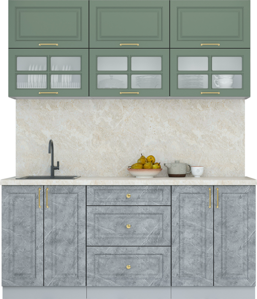 Изображение товара Кухонный гарнитур Интерлиния Мила Шато 1.8Б (мята/керамика/опал светлый)