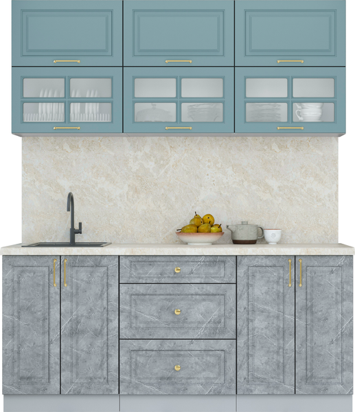 Изображение товара Кухонный гарнитур Интерлиния Мила Шато 1.8Б (океан/керамика/опал светлый)