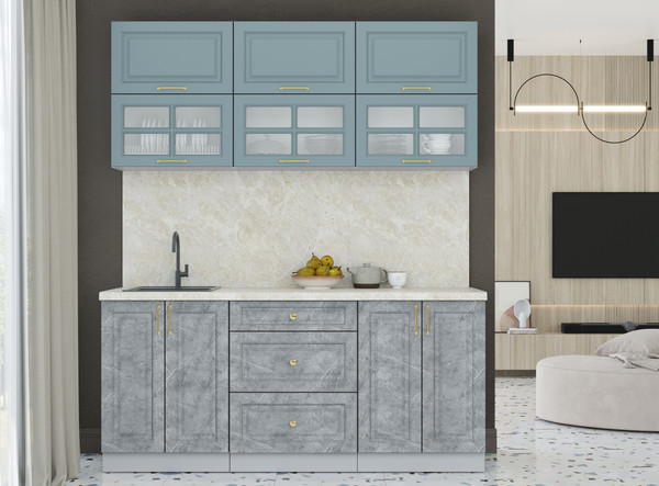 Изображение товара Кухонный гарнитур Интерлиния Мила Шато 1.8Б (океан/керамика/опал светлый)