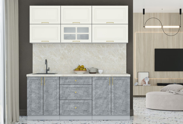 Изображение товара Кухонный гарнитур Интерлиния Мила Шато 1.9Б (белый/керамика/опал светлый)