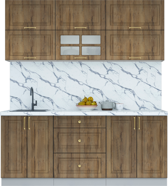 Изображение товара Кухонный гарнитур Интерлиния Мила Шато 1.9Б (дуб вотан/дуб вотан/белый гранит)