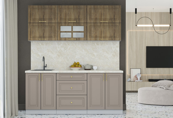 Изображение товара Кухонный гарнитур Интерлиния Мила Шато 1.9Б (дуб вотан/луна/опал светлый)