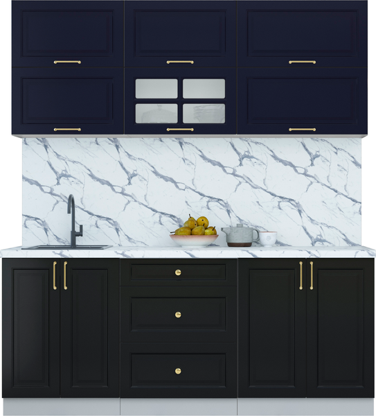 Изображение товара Кухонный гарнитур Интерлиния Мила Шато 1.9Б (индиго/черный/белый гранит)