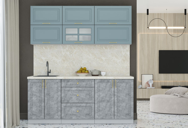 Изображение товара Кухонный гарнитур Интерлиния Мила Шато 1.9Б (океан/керамика/опал светлый)