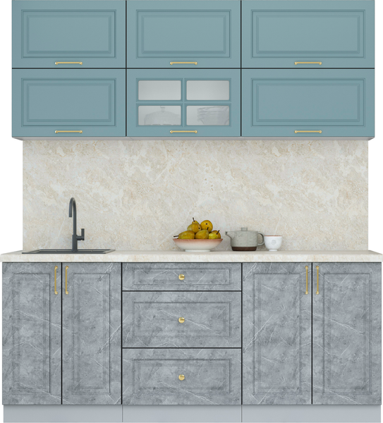 Изображение товара Кухонный гарнитур Интерлиния Мила Шато 1.9Б (океан/керамика/опал светлый)