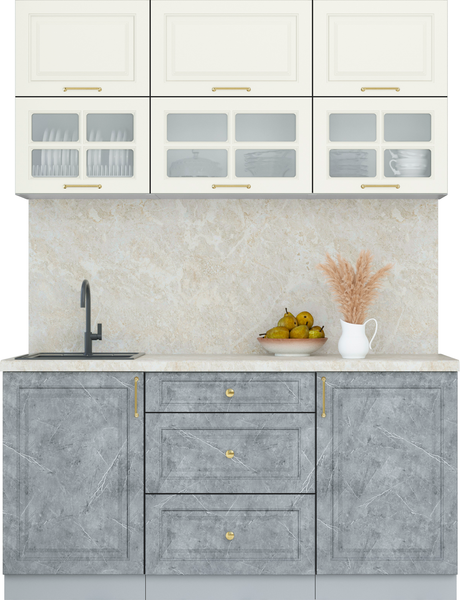 Изображение товара Кухонный гарнитур Интерлиния Мила Шато 1.6Б (белый/керамика/опал светлый)