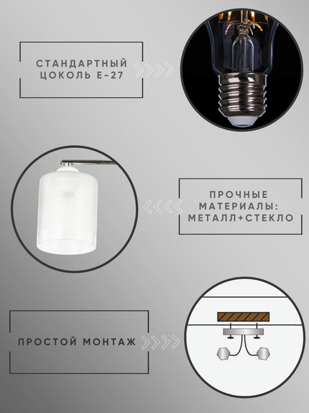 Изображение товара Потолочный светильник Aitin-Pro НПБ 02-2x60-101 / 6196/2 (белый/хром)