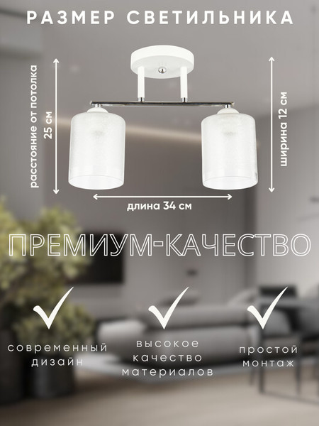Изображение товара Потолочный светильник Aitin-Pro НПБ 02-2x60-101 / 6196/2 (белый/хром)