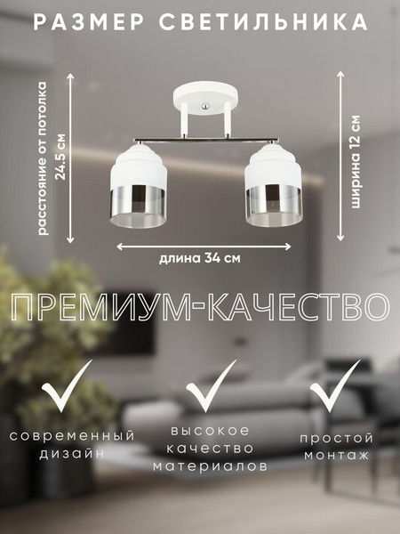 Изображение товара Потолочный светильник Aitin-Pro НПБ 02-2x60-101 / 6197/2 (белый/хром)