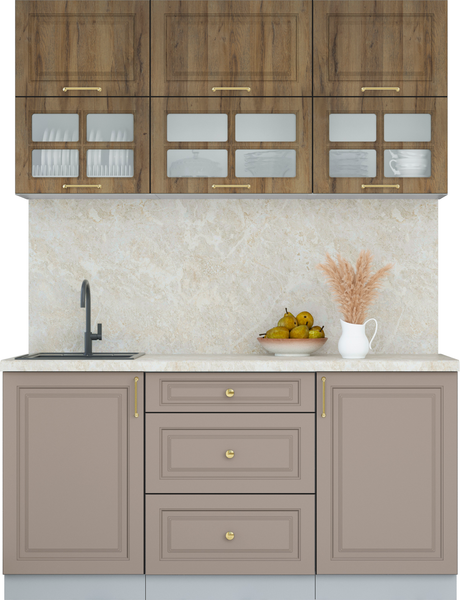 Изображение товара Кухонный гарнитур Интерлиния Мила Шато 1.6Б (дуб вотан/луна/опал светлый)