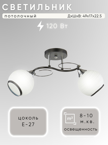 Изображение товара Потолочный светильник Aitin-Pro НПБ 02-2x60-101 / 6215/2 (черный/хром)