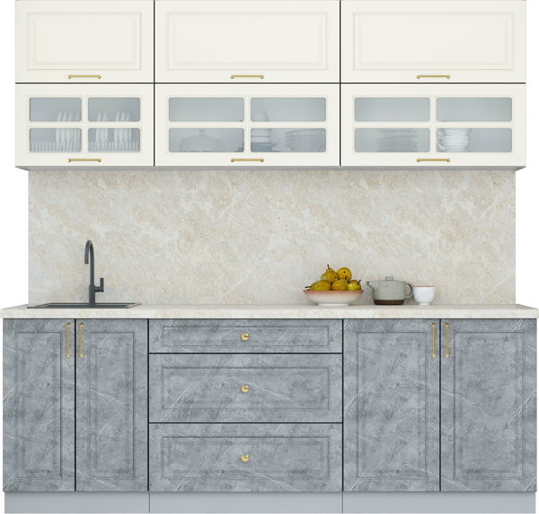 Изображение товара Кухонный гарнитур Интерлиния Мила Шато 2.2Б (белый/керамика/опал светлый)