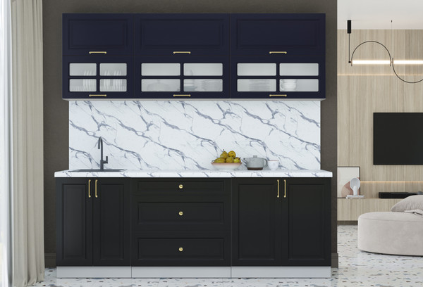 Изображение товара Кухонный гарнитур Интерлиния Мила Шато 2.2Б (индиго/черный/белый гранит)