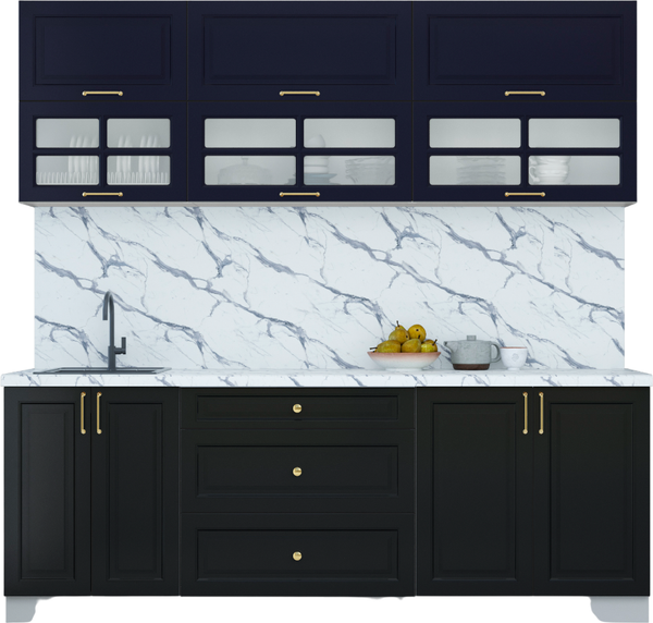 Изображение товара Кухонный гарнитур Интерлиния Мила Шато 2.2Б (индиго/черный/белый гранит)