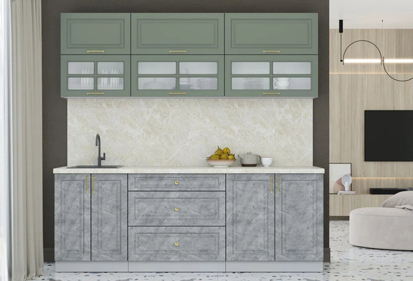 Изображение товара Кухонный гарнитур Интерлиния Мила Шато 2.2Б (мята/керамика/опал светлый)