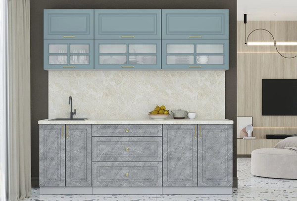 Изображение товара Кухонный гарнитур Интерлиния Мила Шато 2.2Б (океан/керамика/опал светлый)