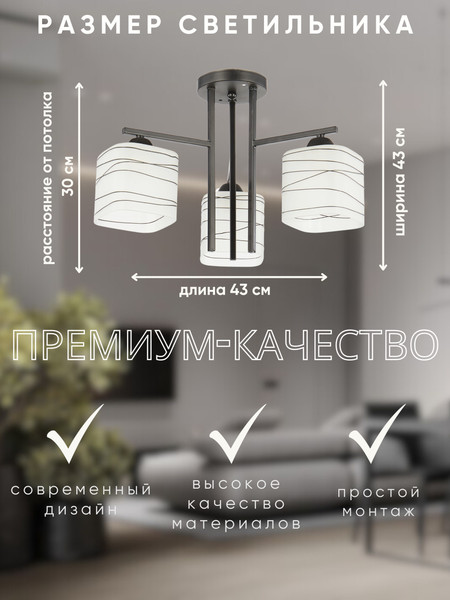 Изображение товара Люстра Aitin-Pro НПБ 02-3x60-101 / 6246/3 (черный)