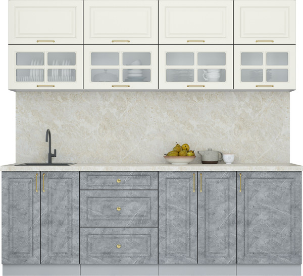 Изображение товара Кухонный гарнитур Интерлиния Мила Шато 2.3Б (белый/керамика/опал светлый)